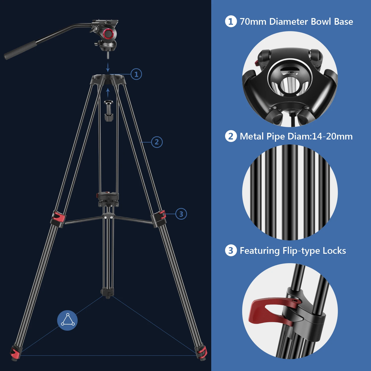 US $103.23 Neewer Professional Heavy Duty Video Tripod 77 Inches Aluminum Alloy360 Degree Fluid Drag Head Quick Shoe PlateBubble Level