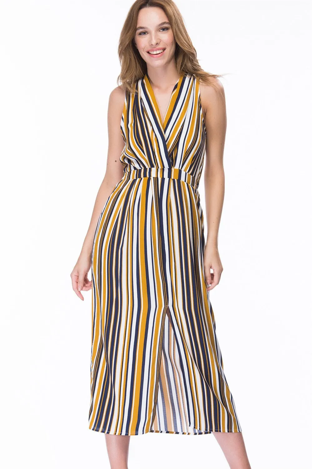 Z6451 DEWBERRY WOMAN DRESS -MUSTARD | Женская одежда