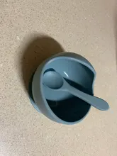 Juego de vajilla de silicona para alimentación de bebé, cuenco de silicona antideslizante con cuchara impermeable, sin BPA, plato para bebé, 1 Juego