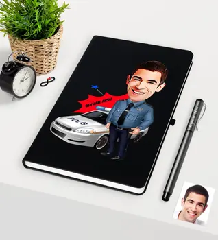 

Personalized Mr Traffic Police Caricature Of Black Notebook Pen set-2
