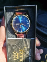 OLEVS-Reloj clásico de cuarzo para hombre, resistente al agua, correa de cuero, informal, Popular, de negocios