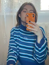 Harajuku-Jersey de algodón con rayas para mujer, Jersey largo y bonito de calle, 2018