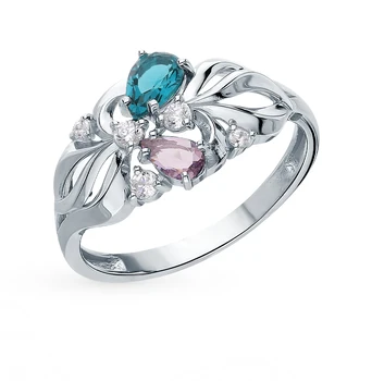 

Silver ring with crystals and cubic zirconia sunlight