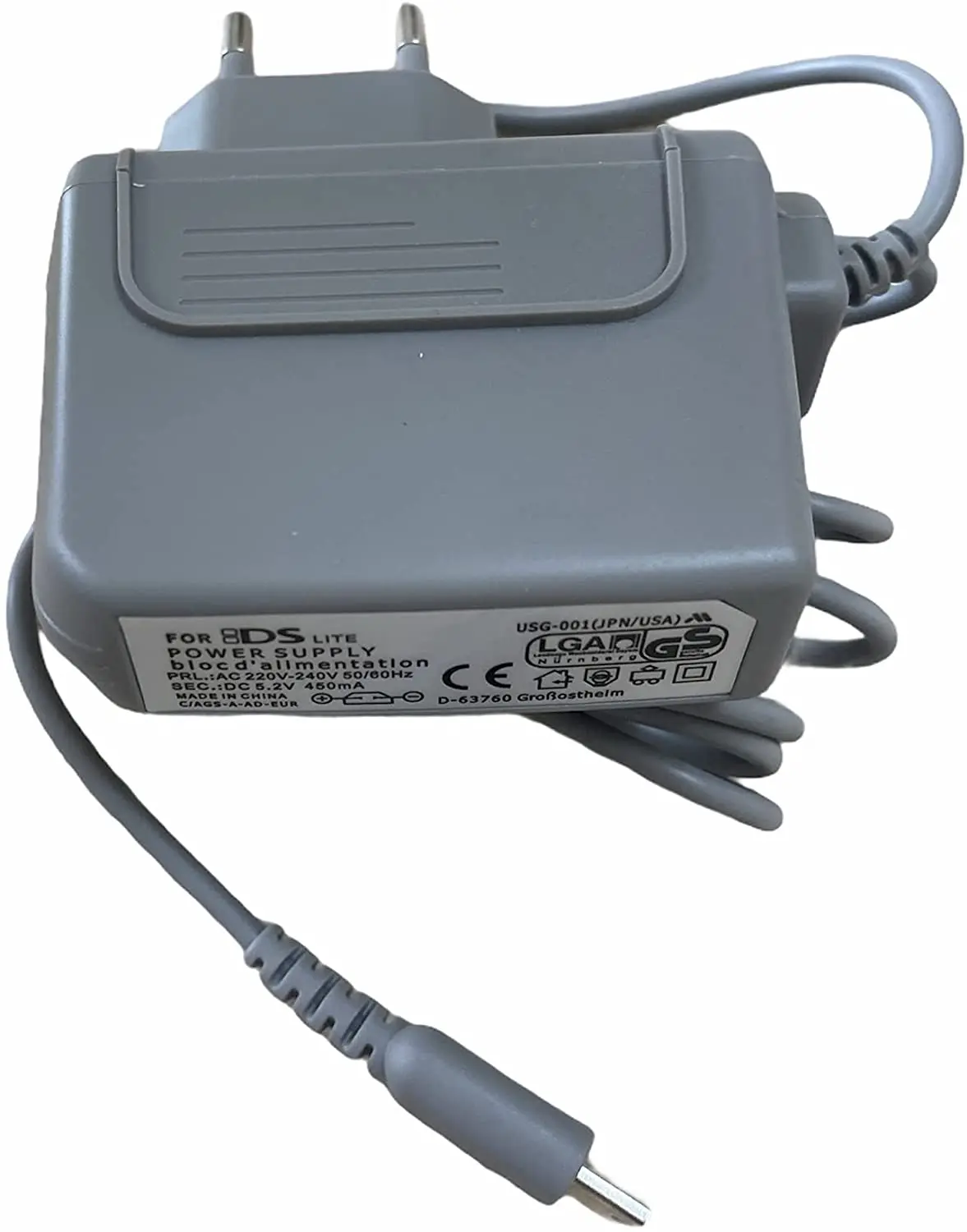 Cavo caricabatterie alimentatore grigio per console Nintendo DS Lite spedizione gratuita dalla spagna