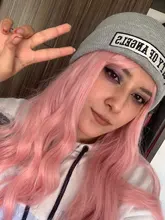 Pink Wigs Bangs Synthetic-Wig Wavy Hair Lolita Cosplay American Alan Eaton Long Women
