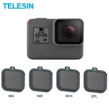 Telesin 4 Pack ND 4 8 16 Kit Len Protector + CPL Filter Set Neutral Dichte Filter für GoPro Hero 5 6 7 schwarz Kamera Zubehör
