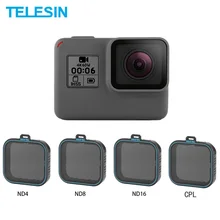 Telesin – Kit de 4 filtres ND 4 8 16 + filtre CPL, filtres de densité neutre pour GoPro Hero 5 6 7, accessoires de caméra noirs 