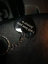 Atoztide-llavero de corazón de acero inoxidable personalizado, Color plateado, Dag, llavero de etiqueta grabado de palabras, regalo de joyería