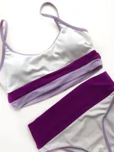 Bikini Women Swimsuit Two-Pieces High-Waist Splicing New