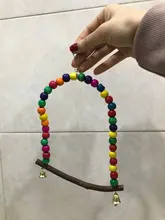 Swing-Toy Beads Bird-Supplies Parrots Wooden Perch Hanging Pets Natural for 1PC Colorful