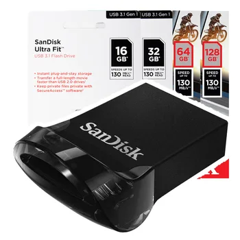 

Sandisk Pendrive USB 3.1 Ultra Fit mini 16Gb 32Gb 64Gb 128Gb Flash Drive high speed 130 MB/s 100% original Plug & Stay