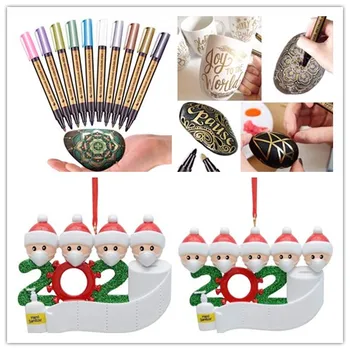 

Metallic micron pen Detailed marking color Metal marker for Personalized Snow Man Ornaments Family with Face Covers