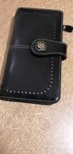 Long Wallet Purses Brown Rfid Black More-Function Large-Capacity Genuine-Leather Women