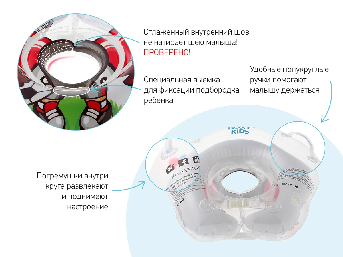 Круг надувной на шею для купания новорожденных и малышей Flipper Футболист от ROXY KIDS