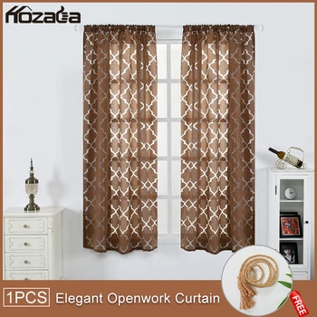 

Hozada 1PC Curtains Window Curtains Hollow Out Seersucker Draperies Geometric Style Curtains Home Decor 100X130cm