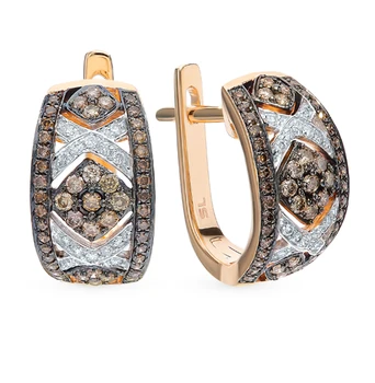 

Gold earrings with cognac diamonds sunlight sample 585