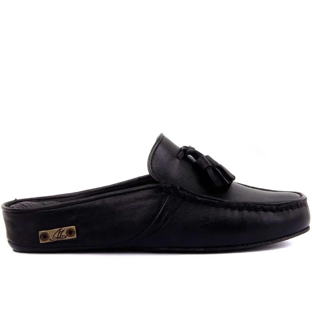 

Sail-Lakers Black Leather Tassels Women 'S Outdoor Slipper