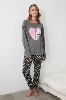 

Trendyol Polka Dot Printed Knitted Pajamas Set THMAW21PT0455