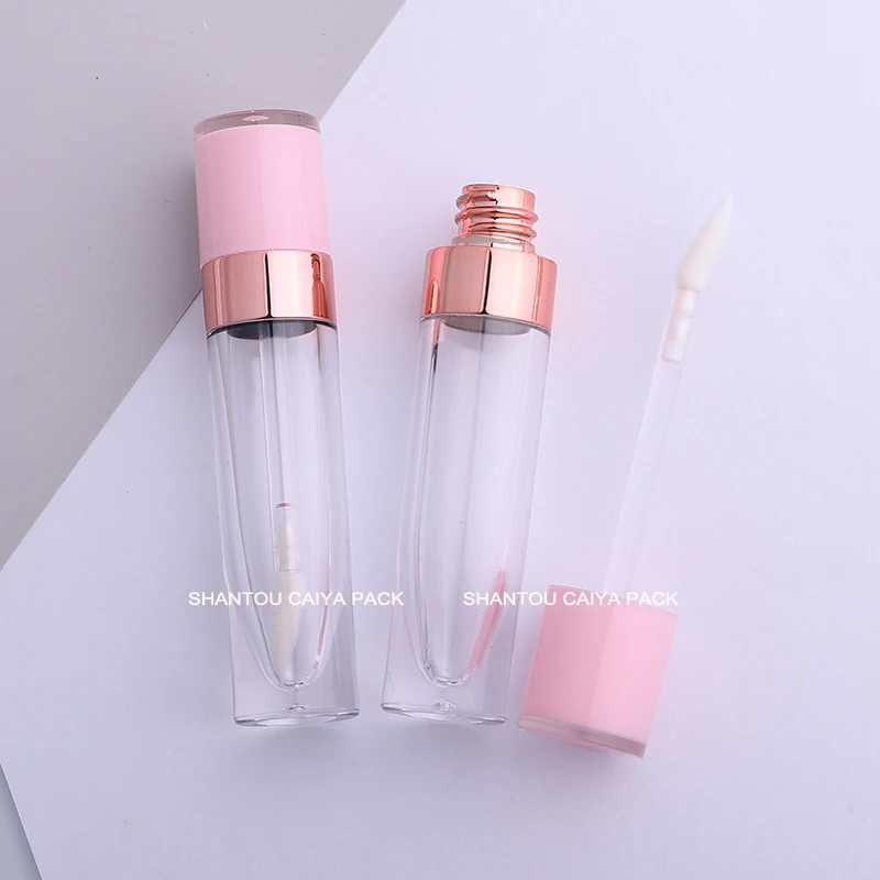 

stock 6pcs 100pcs 6ml pink purple round transparent clear lipgloss tube lipgloss container black white lip gloss tubes with wand