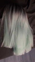 FAVE-peluca sintética ombré negra, púrpura, rubia, gris, lino, marrón/recta, longitud del hombro, Cosplay de parte media, peluca de uso diario para mujer