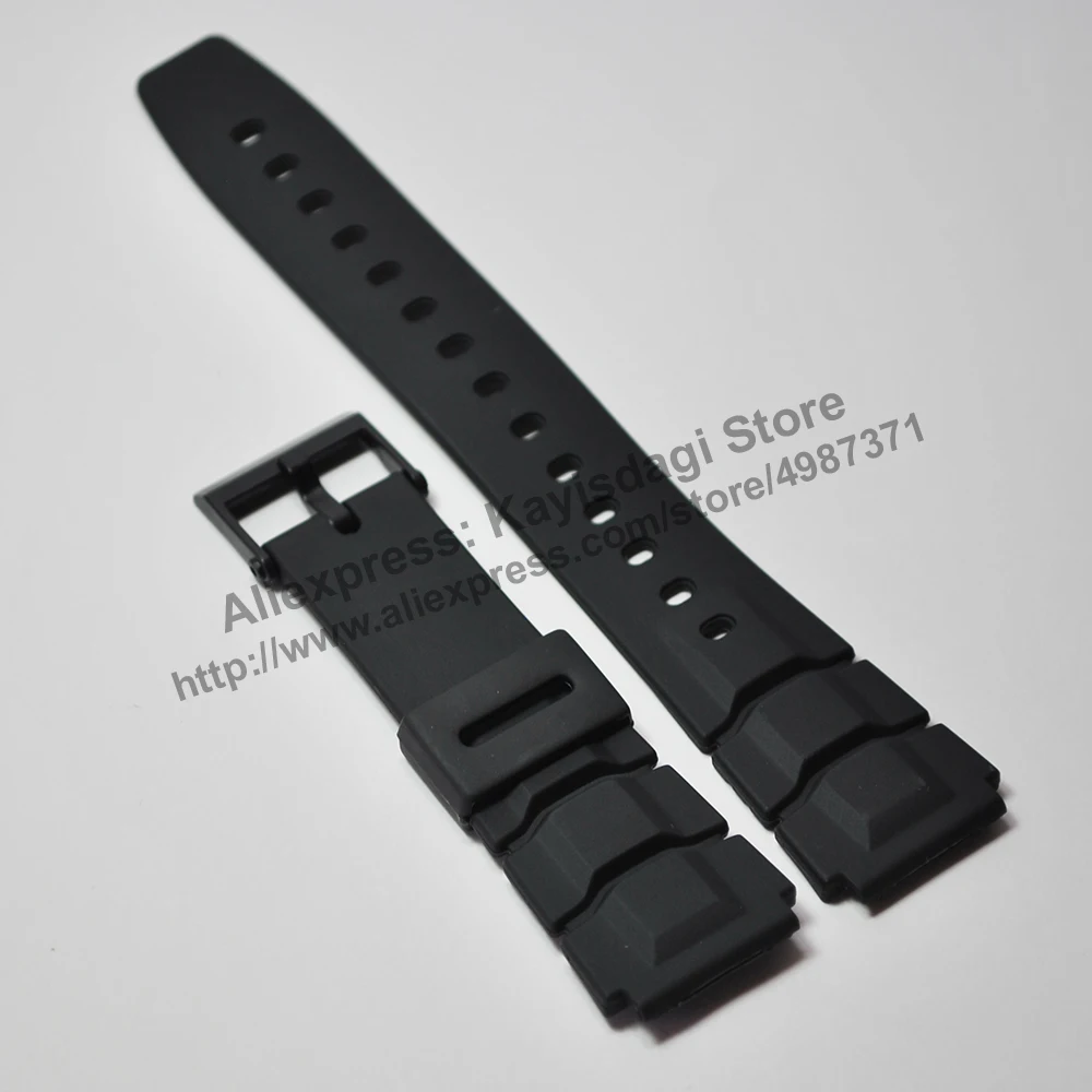 Cinturino/Cinturino In Gomma Nera Da 20Mm Compatibile Per Casio Alt-6000 , Alt-6100 , Aq-10 , Cpw-200
