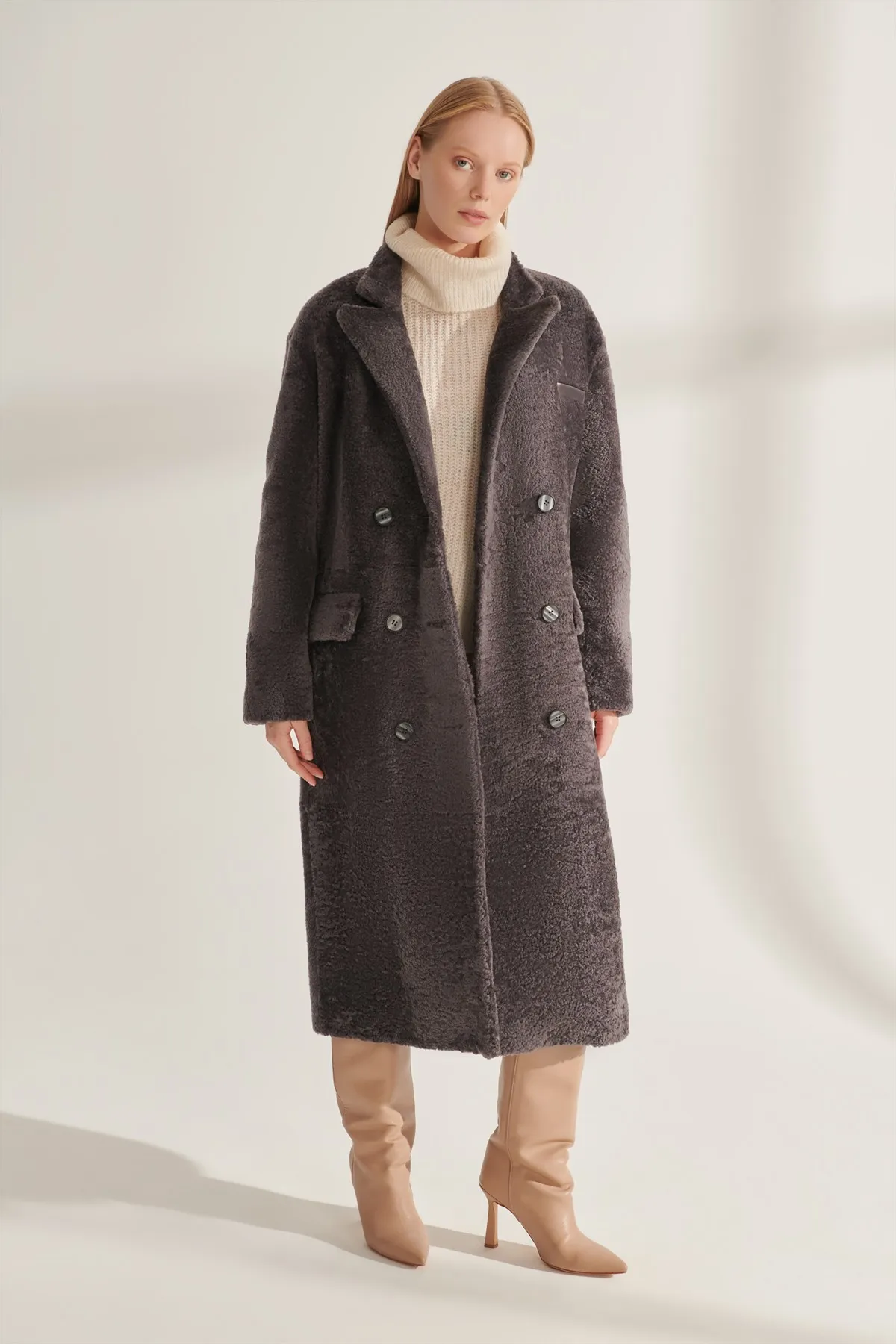 Genuine Fur Jackets Gray Genuine Leather Oversized Coats Women Winter Warm Waterproof Sheepskin Parkas Design New Street Fashion