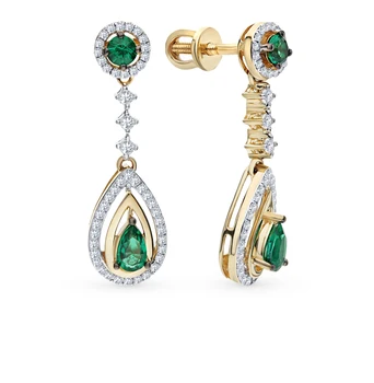 

Gold earrings with emeralds and diamonds sunlight sample 585