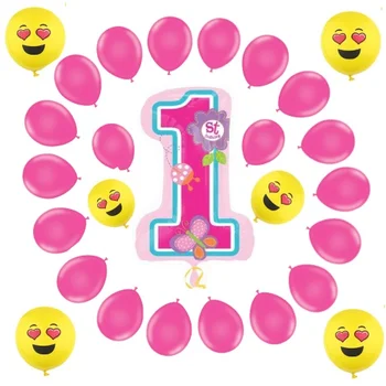 Pink 1 Age Foil Balloon Set 27 Piece