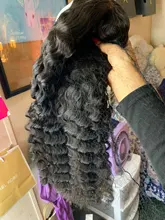 Pelucas rizadas de cabello humano de 30 pulgadas, pelo 13x6 con rizos profundos, onda de encaje, de cabello humano, brasileño, sin pegamento, nudos blanqueados pre-arrancados, para mujeres negras