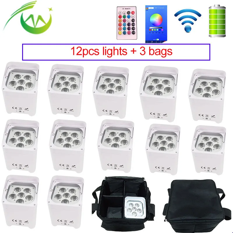 

Wireless dmx Uplights 6*18W RGBWA UV Battery Power Par Uplighting Party Club DJ Uplights for Weddings