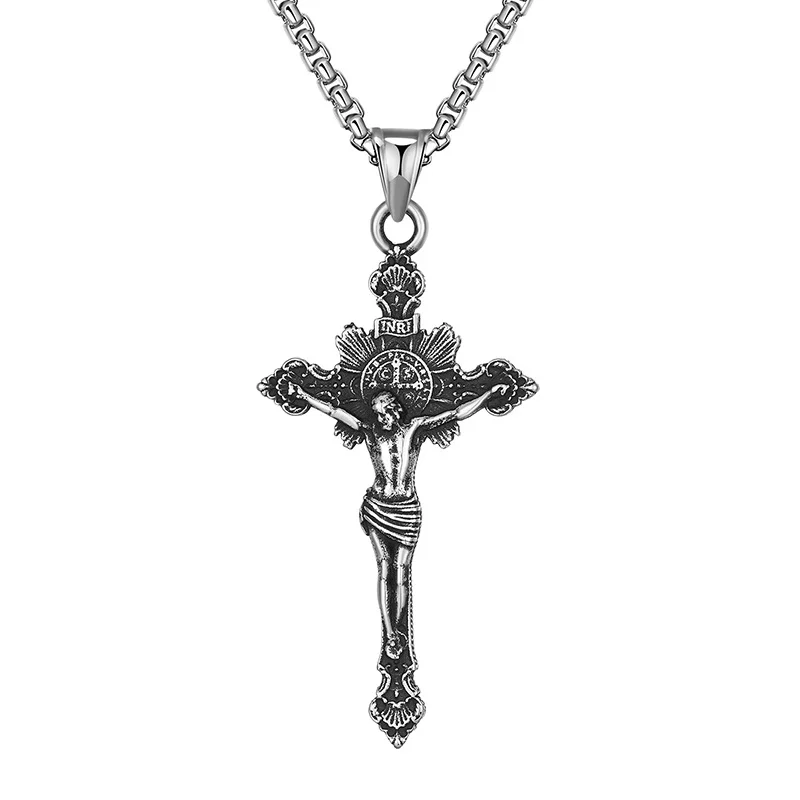 

316L Stainless Steel Cross Jesus Religious God Pendant Necklace For Women Men High Quality Gothic Punk Men's Necklace Jewelry