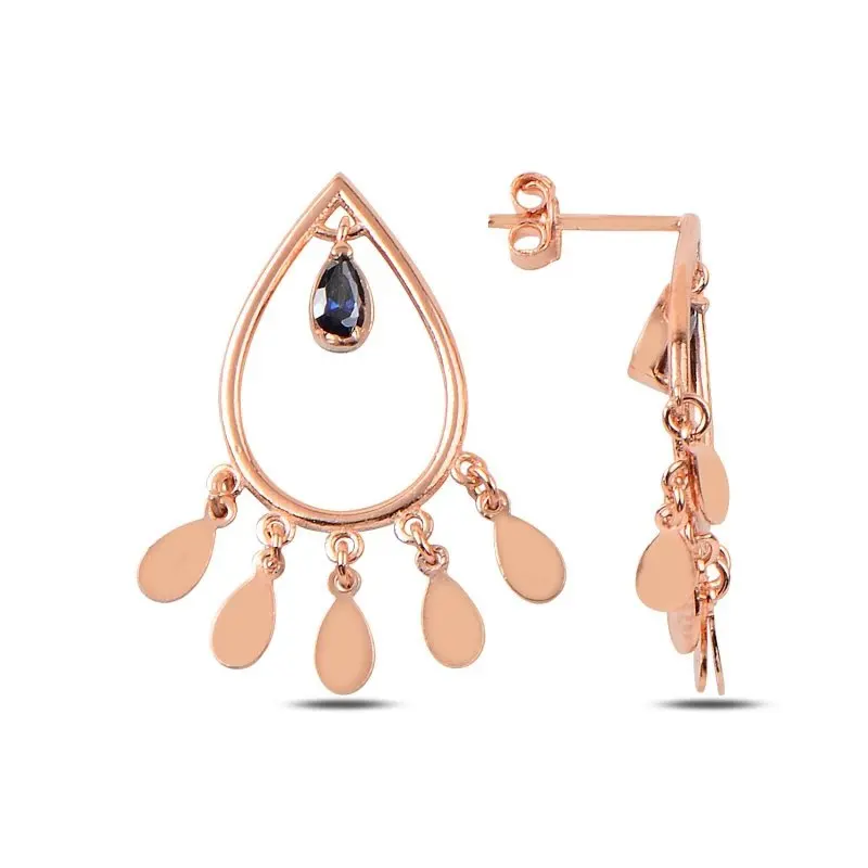 

Angemiel 925 Silver Zircon Stone Drop Dangle Studded Earrings-Rose Gold Plated