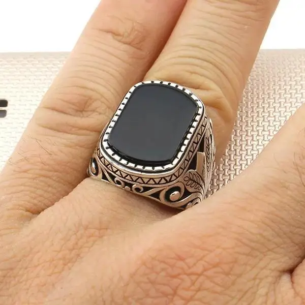 C2- High-Quality-Crystal-Stone-925-Sterling-Silver-Mens-Ring-Wedding-Men-Rings-Male-Jewelry-Rings-For-Men-Women-Rings-for-Women-Men-Jewelry-Retro-Flower-Men`s-Rings-Jewelry-For-Man-Engagement-Wedding-Rin