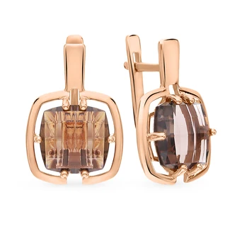 

Gold earrings with раухтопазами sunlight sample 585