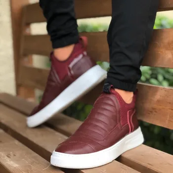 

BA0201 Step-in Casual High Base Burgundy Men 'S Sports Half Ankle Boot