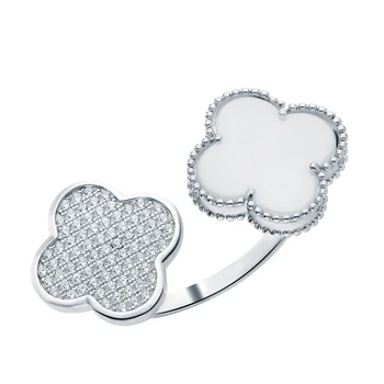 

Silver ring with ceramics and cubic zirconia sunlight sample 925