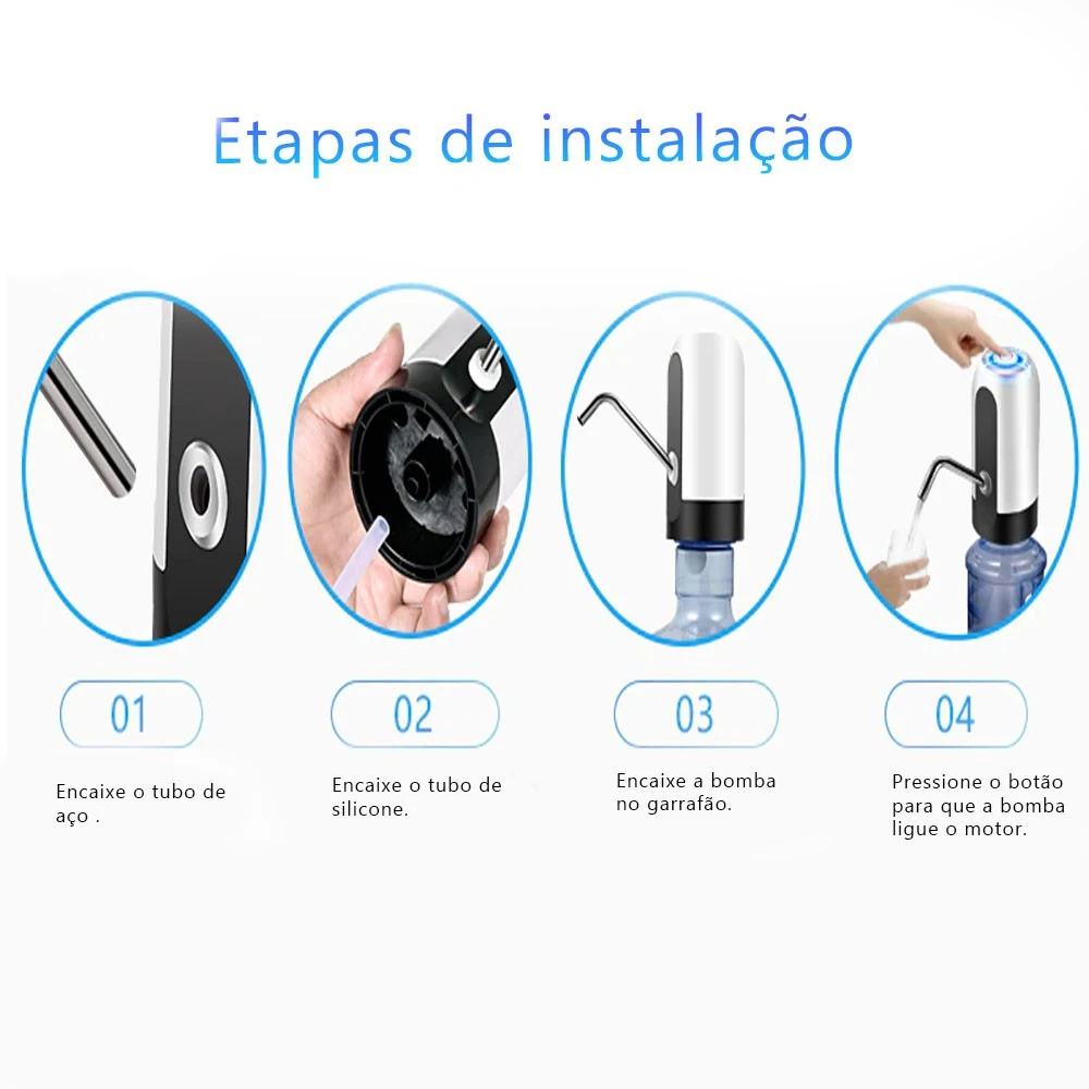 Bomba Elétrica Universal with Carregamento USB for Galão Garrafão de Água