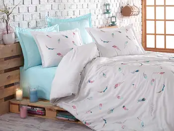 

Ruching Oriel Embroideried Cotton Satin Duvet cover set White