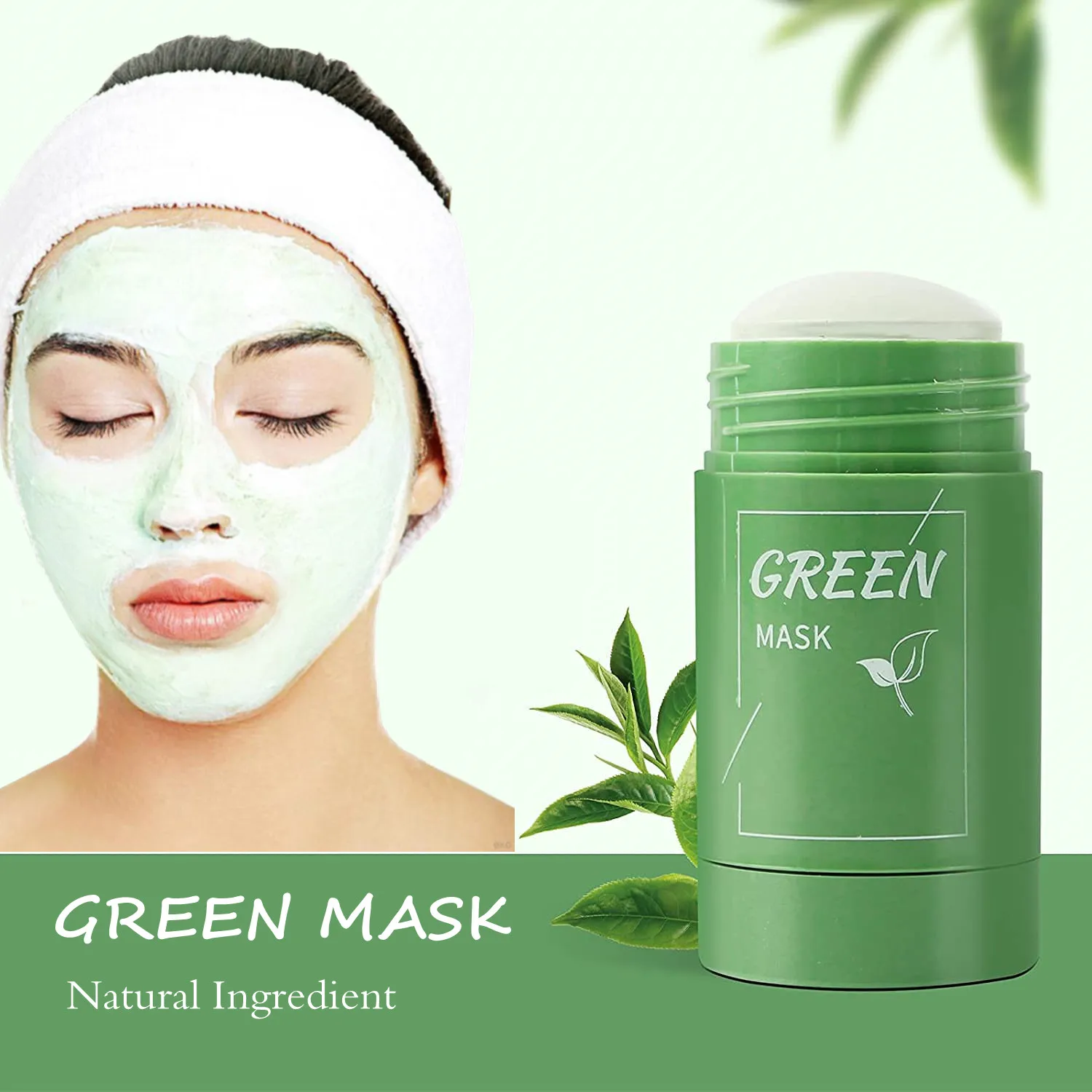 Green Tea Solid Cleansing Mask Stick Deep Cleaning Pores Regulates Skin