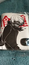 Kaneki Ken-monedero pequeño de piel sintética con pelo blanco sombra, monedero con cremallera Interior, Anime Tokyo Ghoul