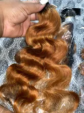 T1B/27-mechones de pelo ondulado brasileño degradado, extensiones de pelo ondulado rubio miel de 8-26 pulgadas, 1/3/4 Uds.