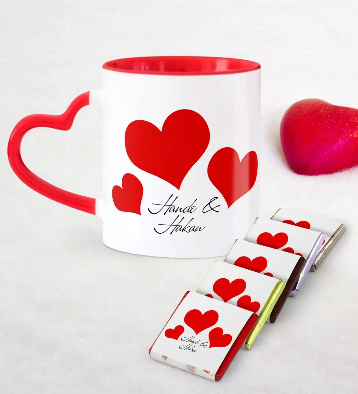 

Personalized Valentine 'S Day Themed Red Heart Mug and Chocolate Set-90