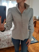 Turtleneck Blouse Puff-Sleeve White Shirt Ladies Top OOTN Office Elegant Casual Solid