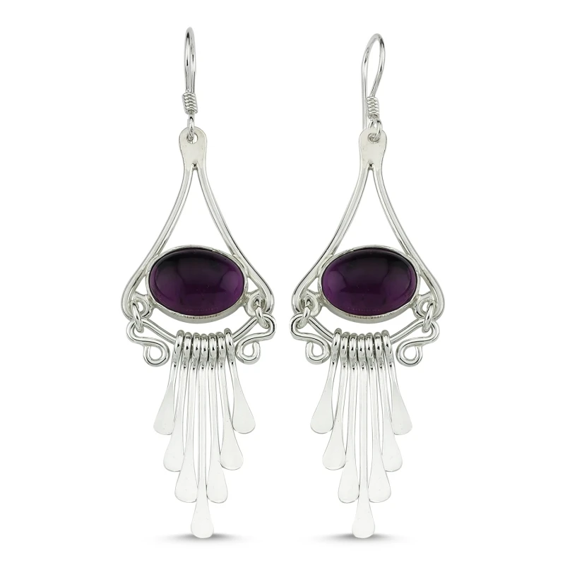 

Armagano Amethyst Cubic Zirconia Dangle Hand Handwork Earrings