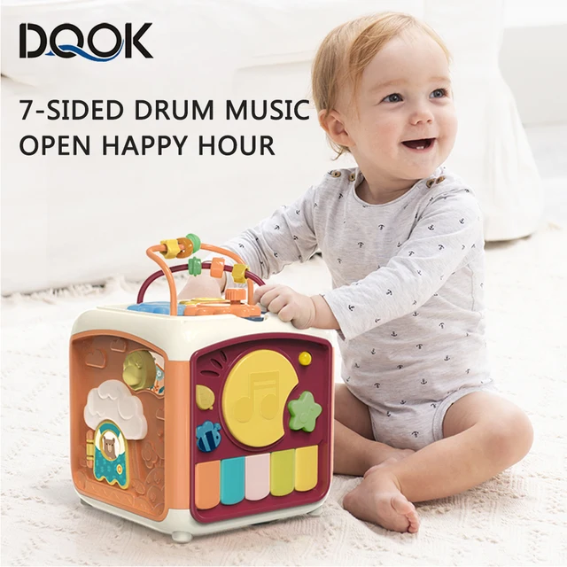 Baby Activity Cube Toddler Toys 7 in 1 Educational Shape Sorter Musical Toy Bead Maze Counting Discovery Toys For Kids Learning 2