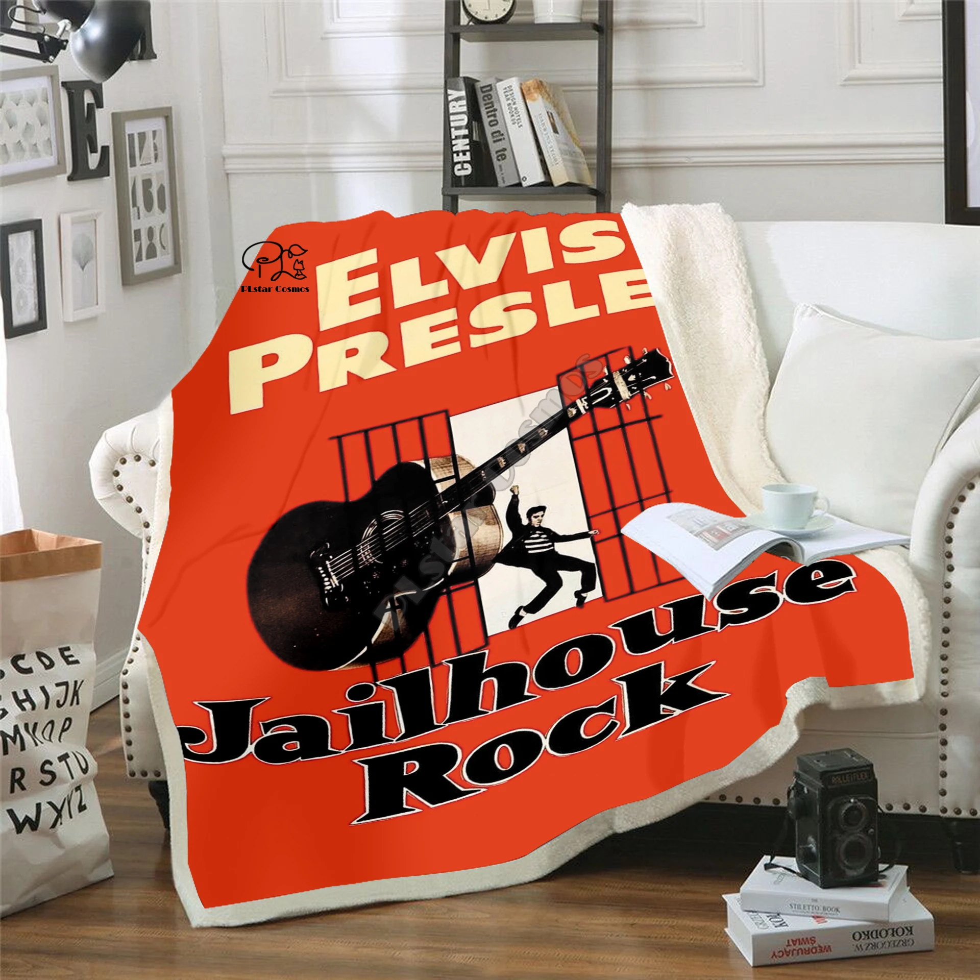 Singer Elvis Patched Design Blanket Plush 3d Printed for Adults Sofa Sherpa Fleece Bedspread Wrap Throw Blanket Microfiber-3