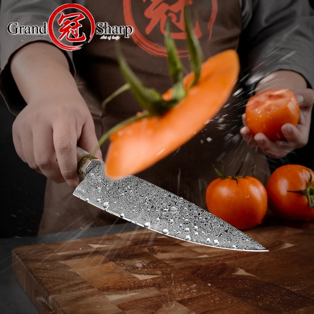 Chef Knife Set Professional Kitchen Knives Stainless Steel Cooking Tools  Stabilized Wood Handle 