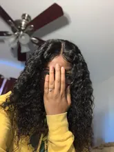 Peluca Frontal de onda profunda, pelucas de cabello humano con encaje Frontal, mojado y ondulado, transparente, rizado, brasileño