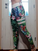 Qickitout 12% Spandex alta cintura Digital mallas impresas para ejercicio de deporte con polainas de las mujeres