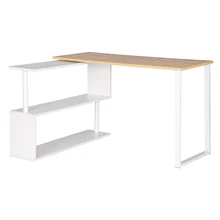 Mesa de oficina para ordenador, escritorio esquinero en forma de L de madera con estantes, estación de trabajo de ordenador plegable Juegos de PC, escritorio de escritura para estudio en casa, 1 unidad